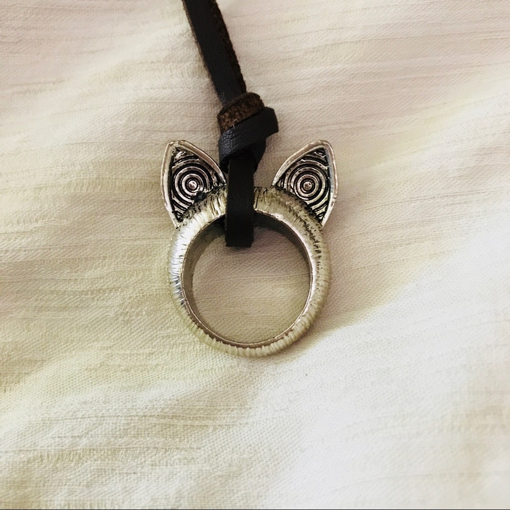 💚3/$20💚cat ears. necklace or ring. leather cord